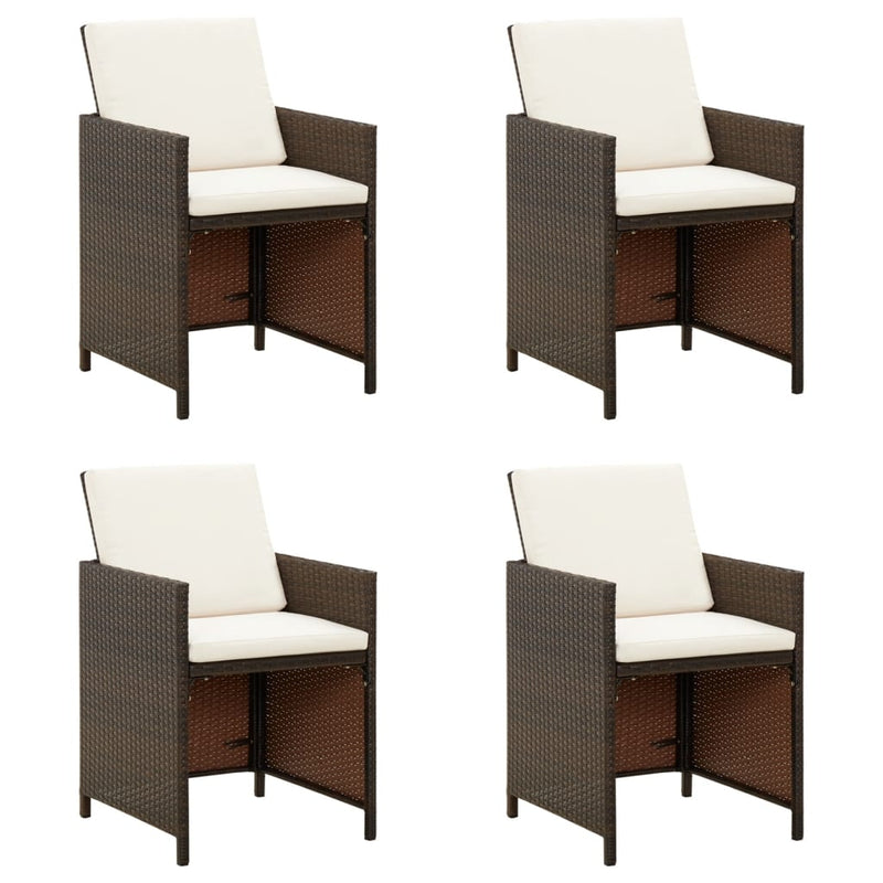 vidaXL 4 db barna polyrattan kerti szék párnával