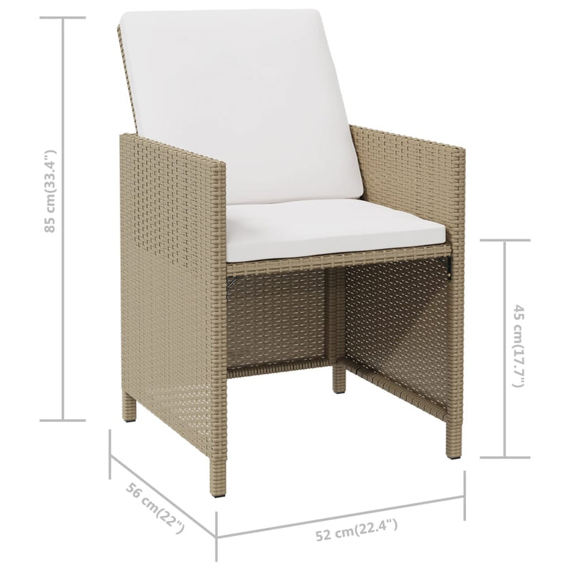 vidaXL 4 db bézs polyrattan kerti szék párnával