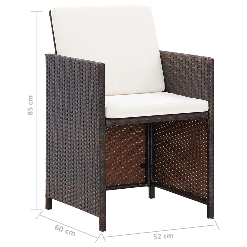 vidaXL 4 részes barna kerti polyrattan szék- és zsámolyszett