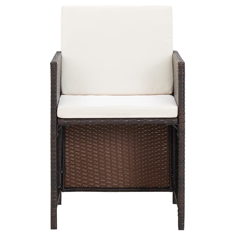 vidaXL 4 részes barna kerti polyrattan szék- és zsámolyszett