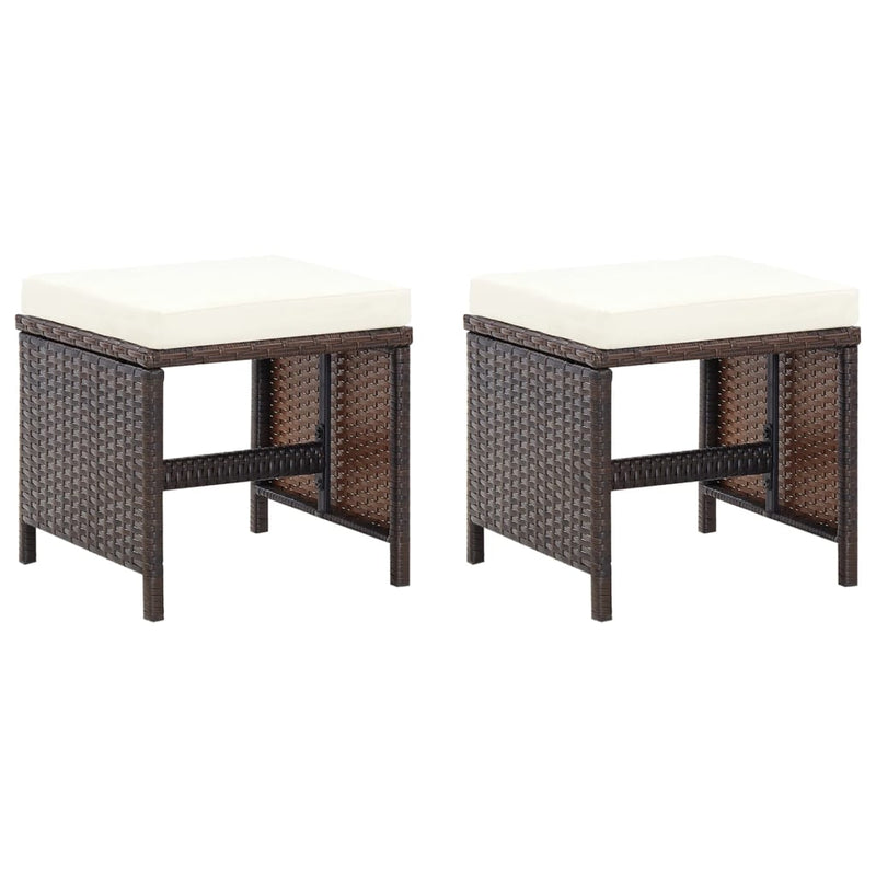 vidaXL 4 részes barna kerti polyrattan szék- és zsámolyszett