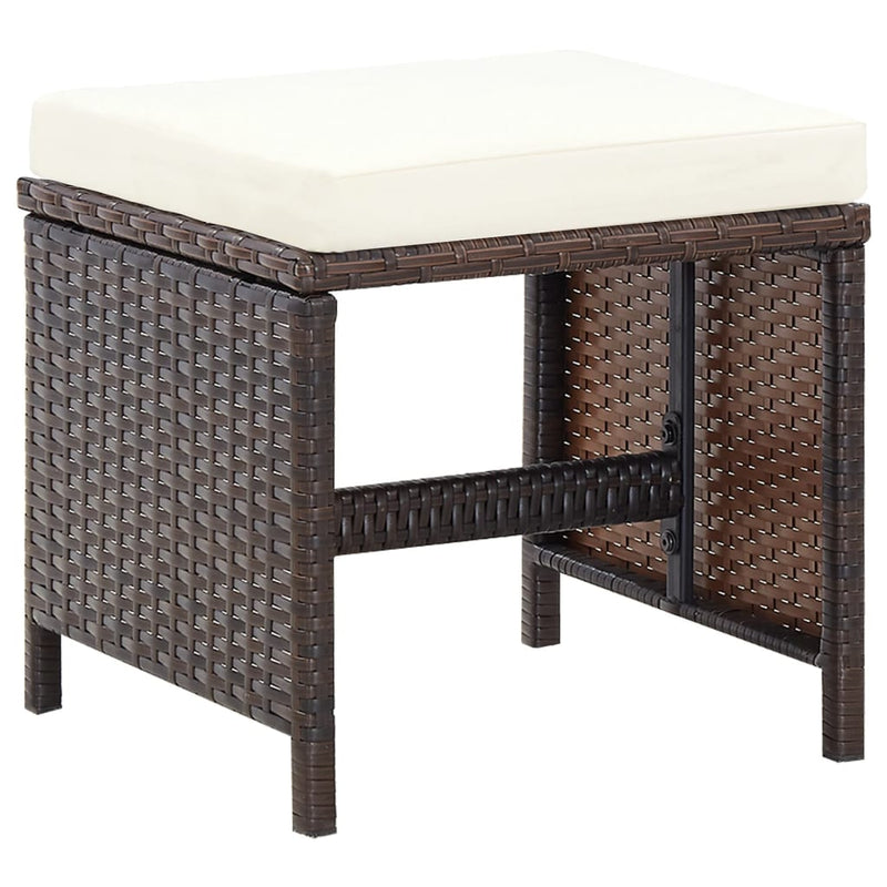 vidaXL 4 részes barna kerti polyrattan szék- és zsámolyszett