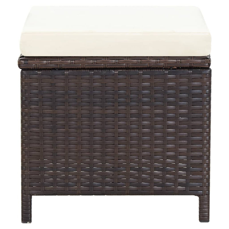 vidaXL 4 részes barna kerti polyrattan szék- és zsámolyszett