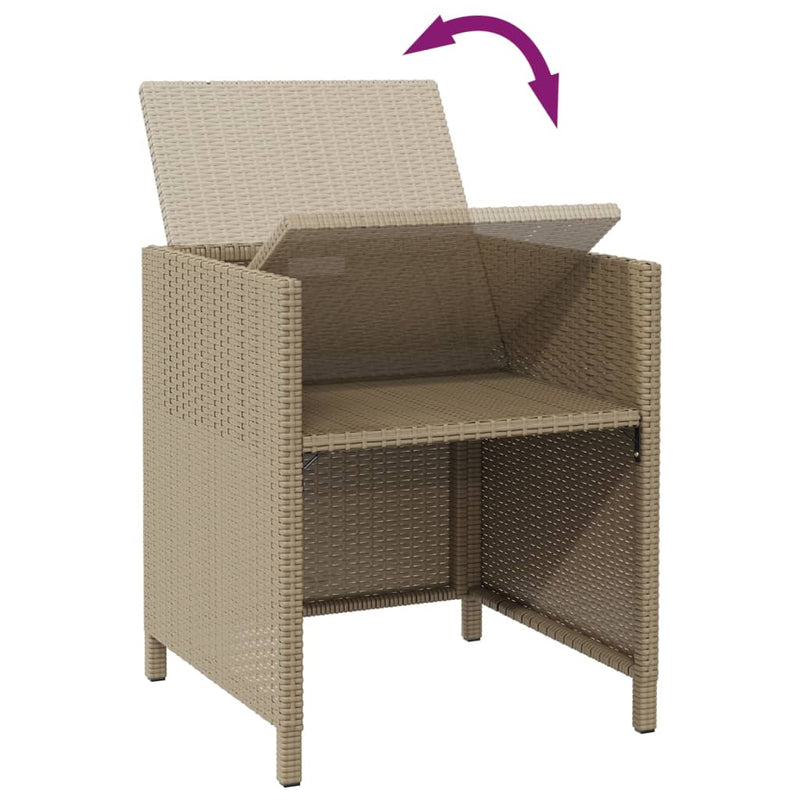 vidaXL 2 db bézs polyrattan kerti szék lábtartókkal