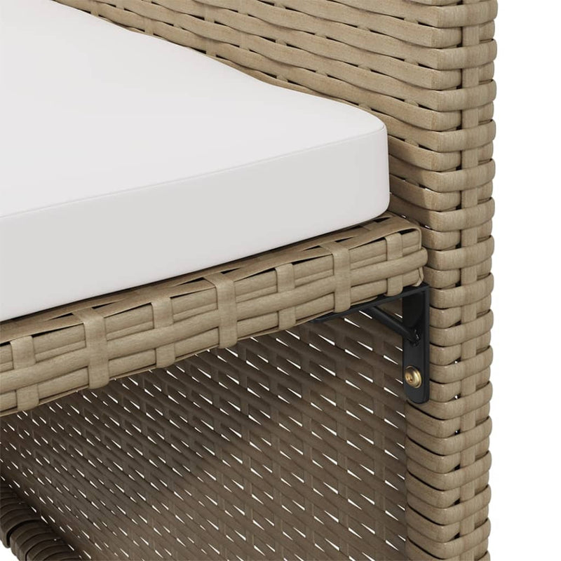 vidaXL 2 db bézs polyrattan kerti szék lábtartókkal