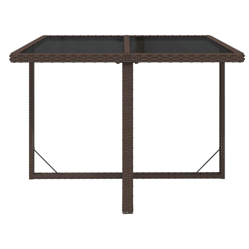 vidaXL barna polyrattan és üveg kerti asztal 109 x 107 x 74 cm