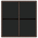 vidaXL barna polyrattan és üveg kerti asztal 109 x 107 x 74 cm