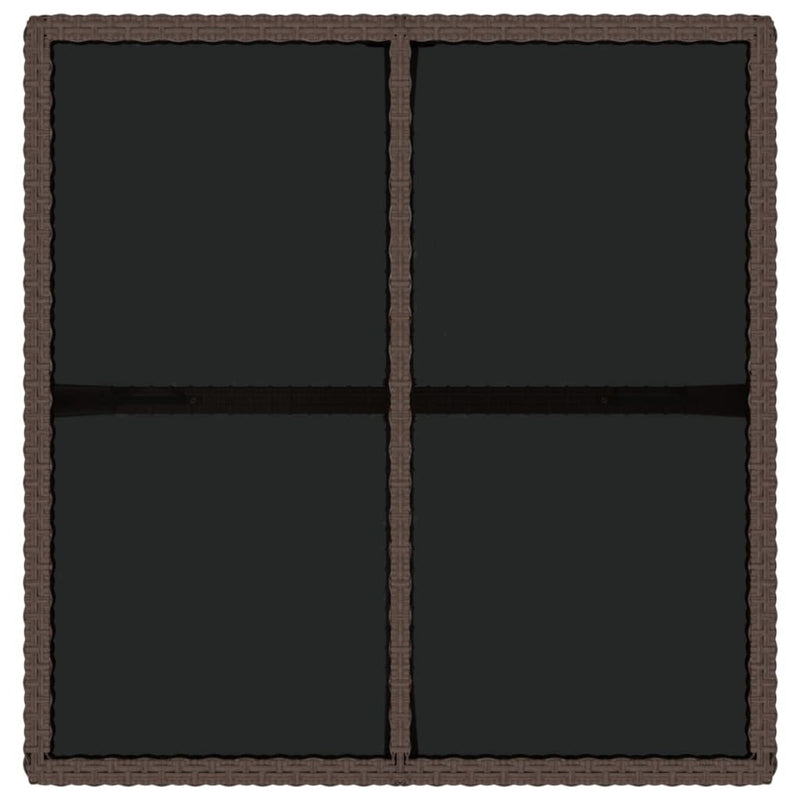 vidaXL barna polyrattan és üveg kerti asztal 109 x 107 x 74 cm
