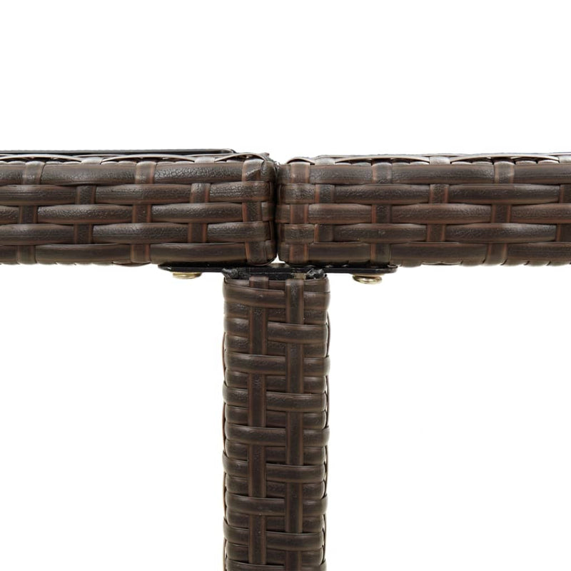 vidaXL barna polyrattan és üveg kerti asztal 109 x 107 x 74 cm