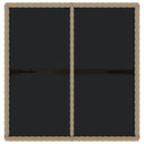 vidaXL bézs polyrattan és üveg kerti asztal 109 x 107 x 74 cm
