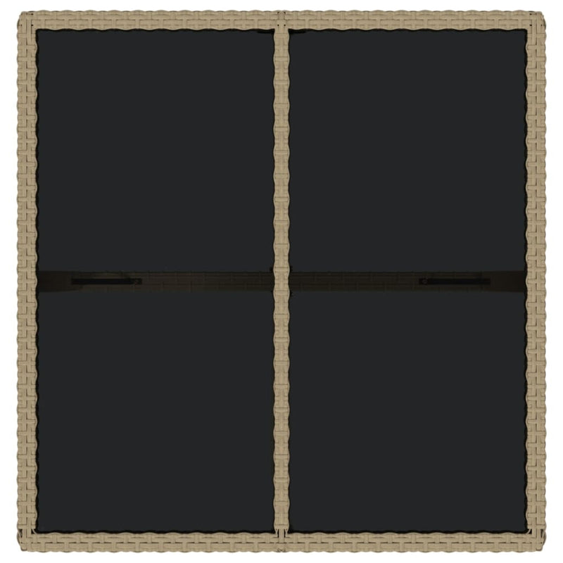 vidaXL bézs polyrattan és üveg kerti asztal 109 x 107 x 74 cm