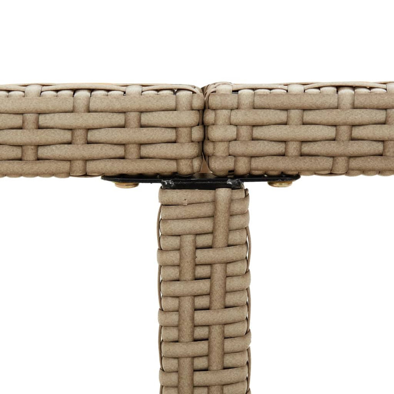 vidaXL bézs polyrattan és üveg kerti asztal 109 x 107 x 74 cm