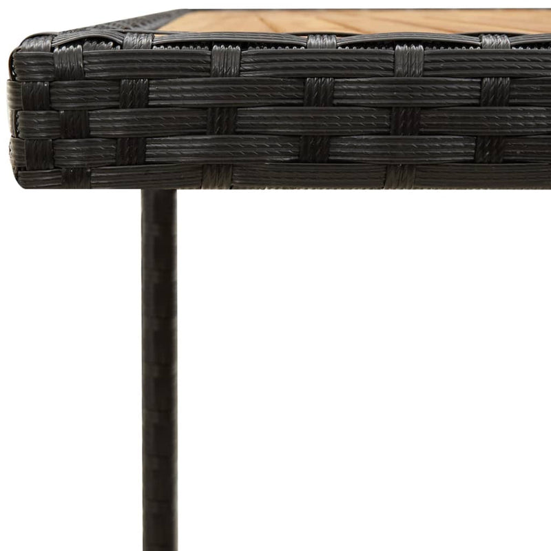 vidaXL fekete polyrattan és tömör akácfa kerti asztal 109x107x74 cm