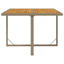 vidaXL bézs polyrattan és tömör akácfa kerti asztal 109 x 107 x 74 cm