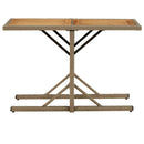 vidaXL bézs tömör akácfa és polyrattan kerti asztal