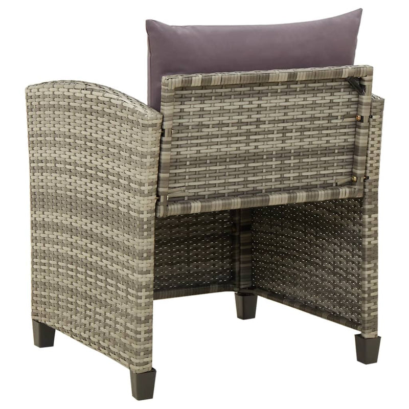 vidaXL szürke polyrattan kerti szék párnákkal
