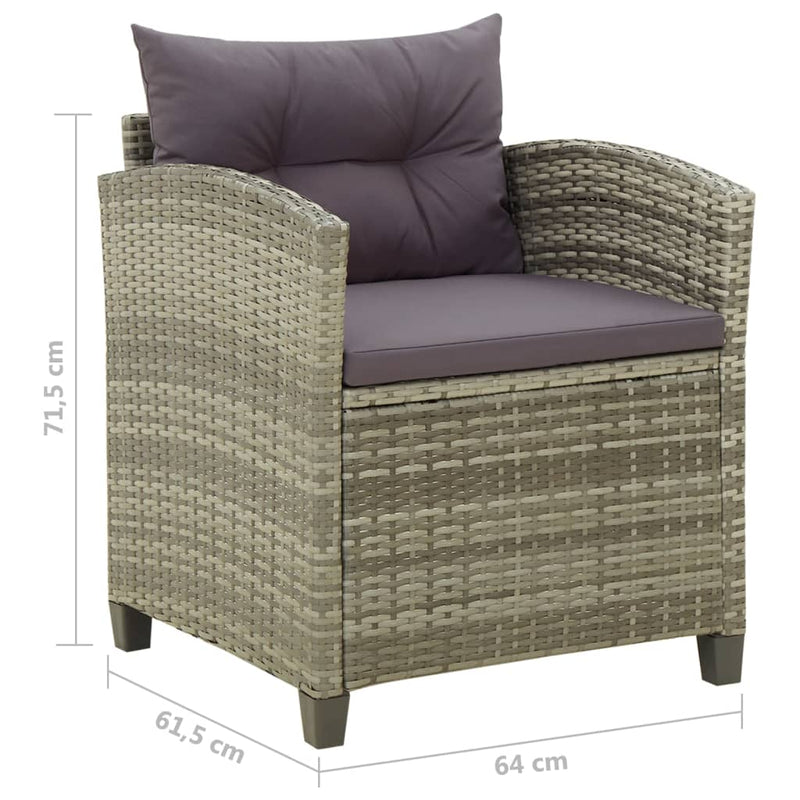 vidaXL szürke polyrattan kerti szék párnákkal