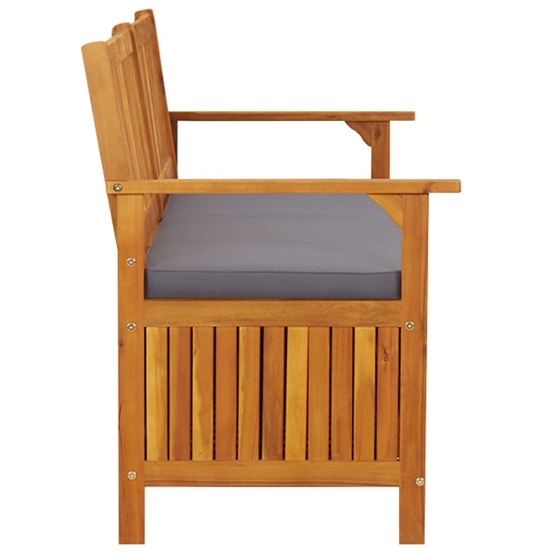 vidaXL tömör akácfa tárolópad párnával 148 cm