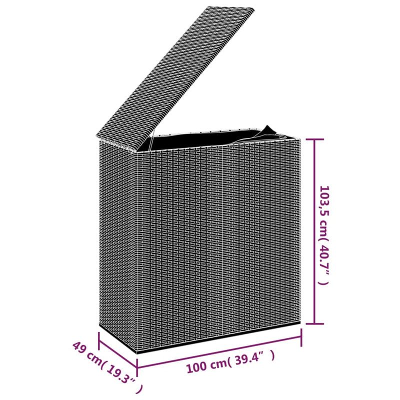vidaXL barna polyrattan kerti párnatartó doboz 100 x 49 x 103,5 cm
