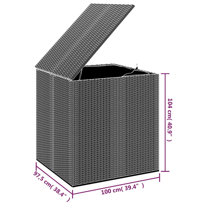 vidaXL szürke polyrattan kerti párnatartó doboz 100 x 97,5 x 104 cm