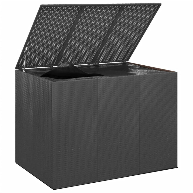 vidaXL fekete polyrattan kerti párnatartó doboz 145 x 100 x 103 cm
