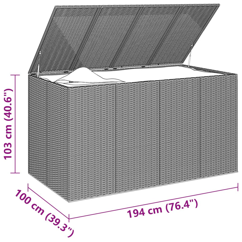 vidaXL barna polyrattan kerti párnatartó doboz 194 x 100 x 103 cm