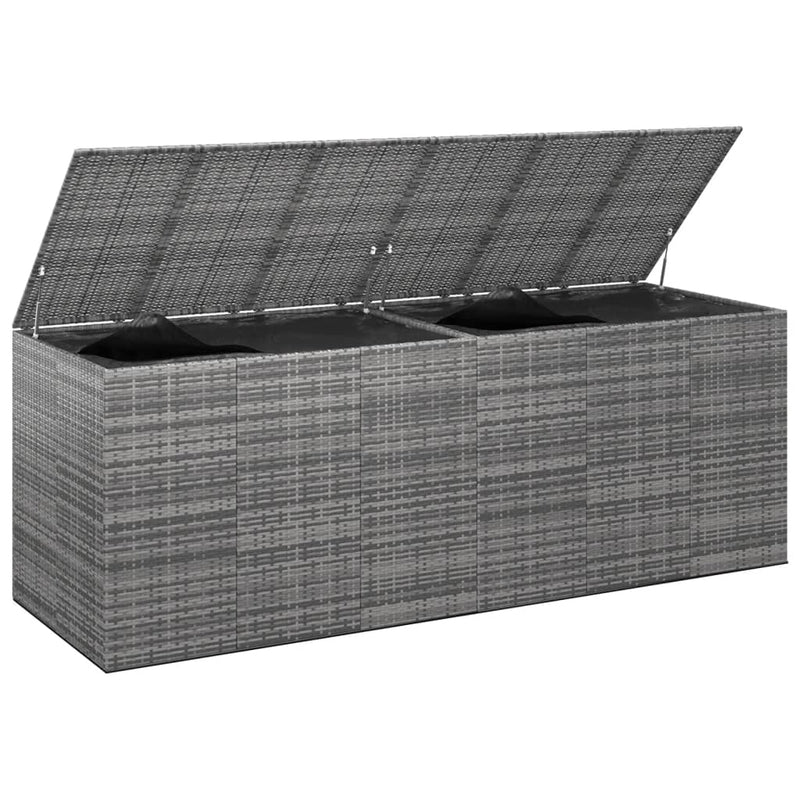 vidaXL szürke polyrattan kerti párnatartó doboz 291 x 100,5 x 104 cm