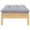 vidaXL tömör fenyőfa kerti lábzsámoly szürke párnával