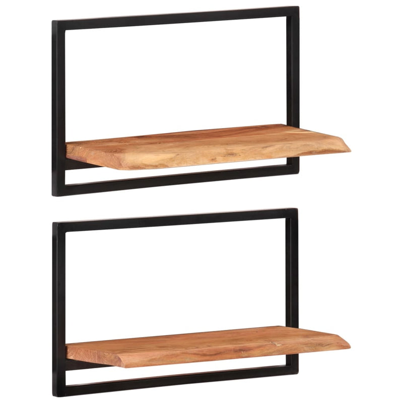 vidaXL 2 darab tömör akácfa és acél falipolc 60 x 25 x 35 cm