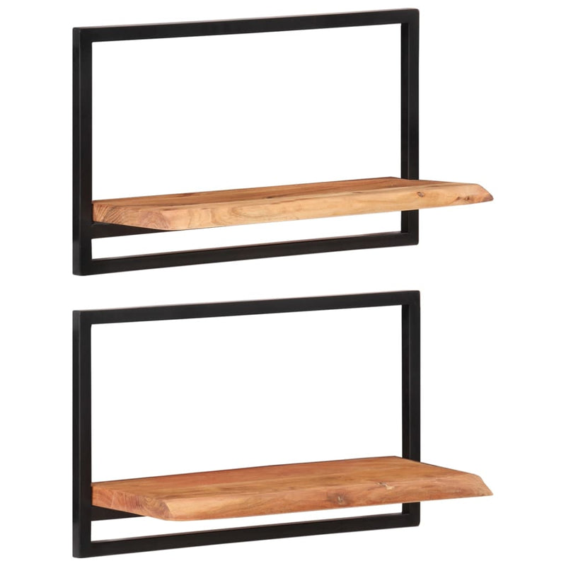 vidaXL 2 darab tömör akácfa és acél falipolc 60 x 25 x 35 cm