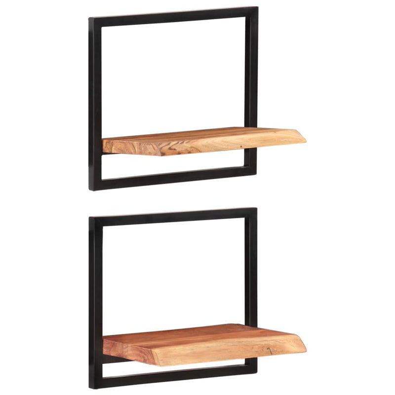 vidaXL 2 darab tömör akácfa és acél falipolc 40 x 24 x 35 cm