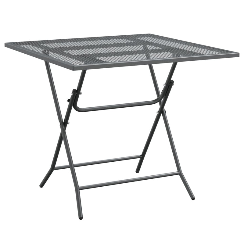 vidaXL antracitszürke expandált fém hálós kerti asztal 80 x 80 x 72 cm