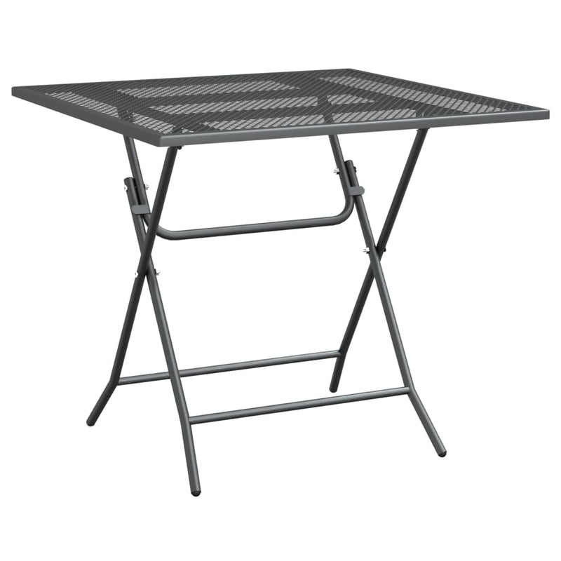 vidaXL antracitszürke expandált fém hálós kerti asztal 80 x 80 x 72 cm
