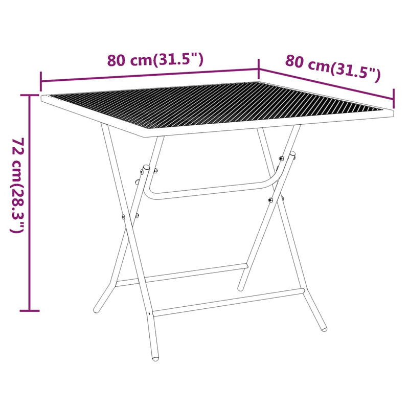 vidaXL antracitszürke expandált fém hálós kerti asztal 80 x 80 x 72 cm