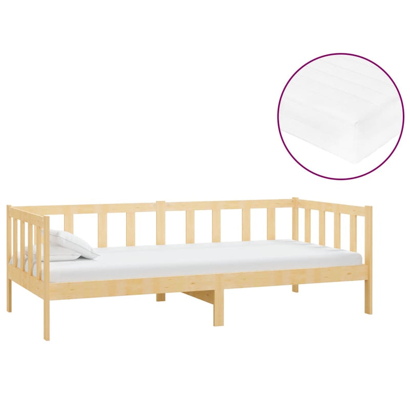 vidaXL tömör fenyőfa dívány matraccal 90 x 200 cm
