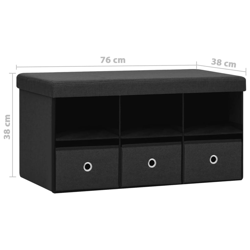 vidaXL fekete összecsukható művászon tárolópad 76x38x38 cm
