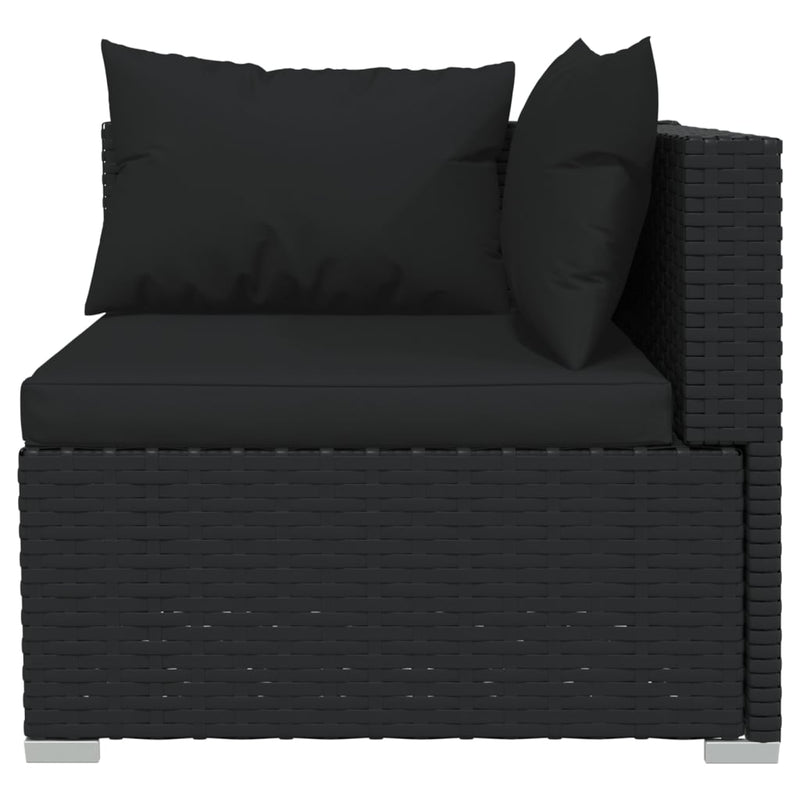 vidaXL 3 részes fekete polyrattan kerti ülőgarnitúra párnákkal