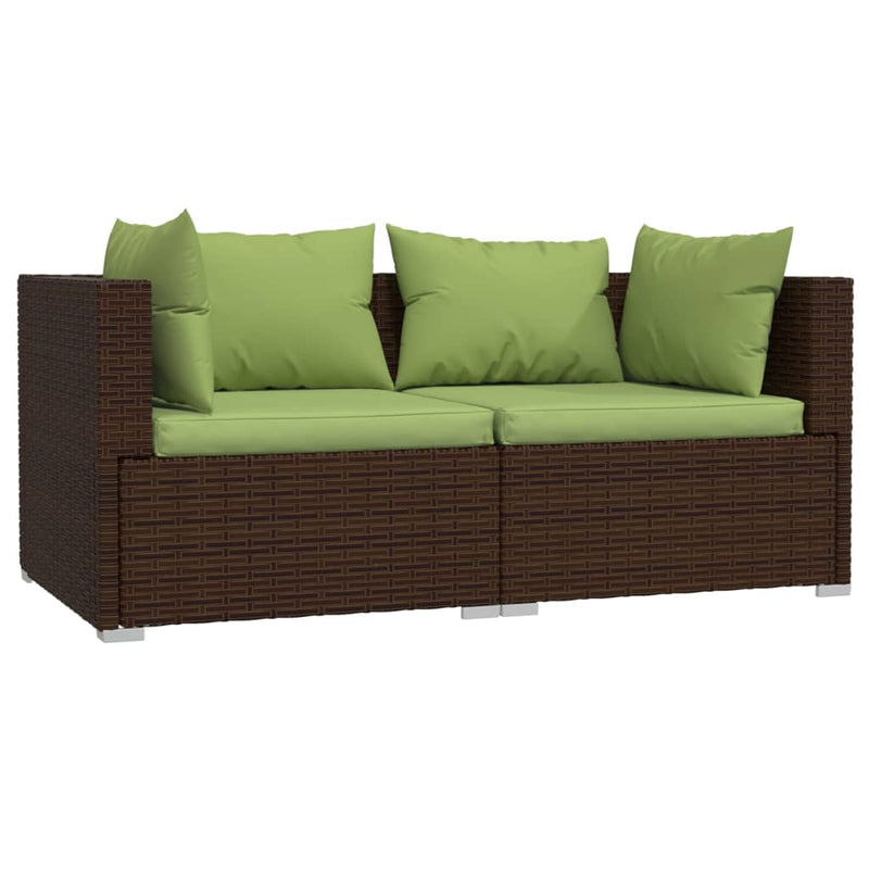 vidaXL 3 részes barna polyrattan kerti bútorszett párnákkal