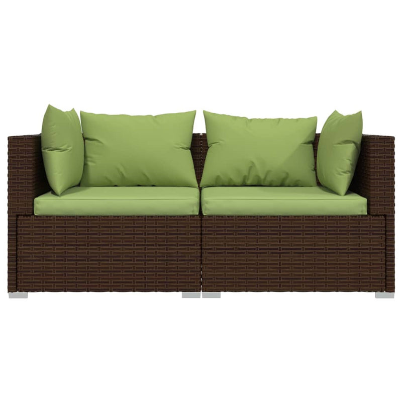 vidaXL 3 részes barna polyrattan kerti bútorszett párnákkal