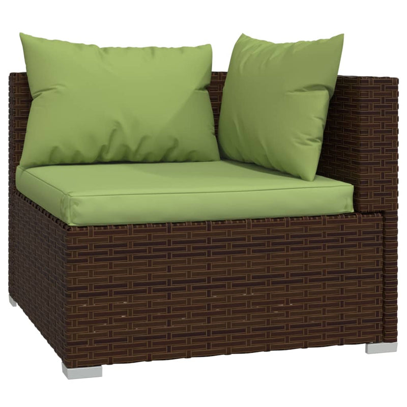 vidaXL 3 részes barna polyrattan kerti bútorszett párnákkal