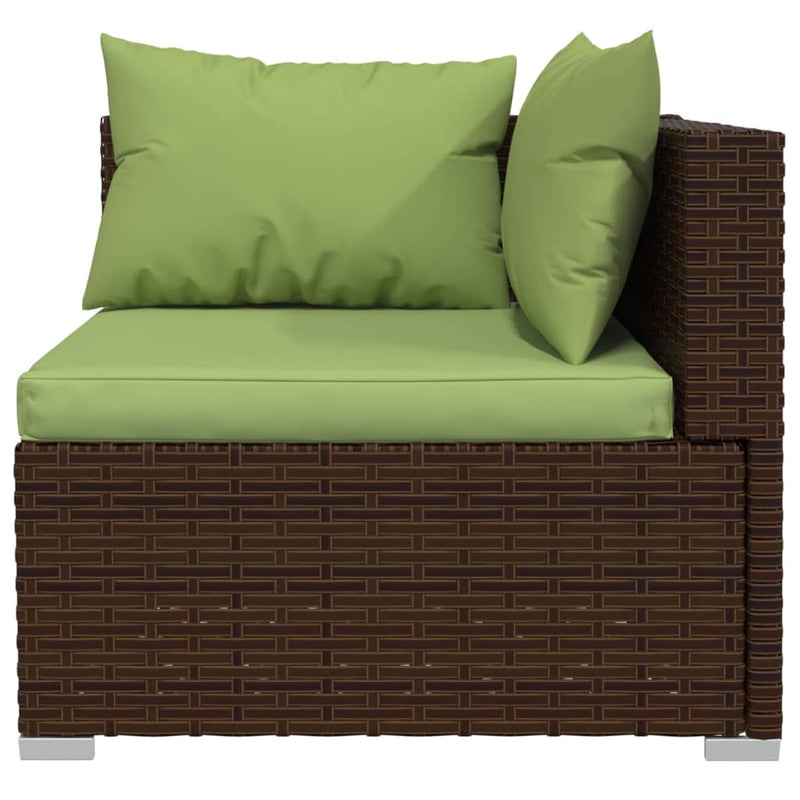 vidaXL 3 részes barna polyrattan kerti bútorszett párnákkal