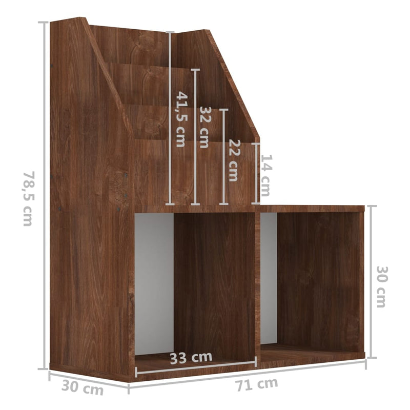 vidaXL barna tölgyszínű szerelt fa újságtartó gyerekeknek 71x30x78,5cm