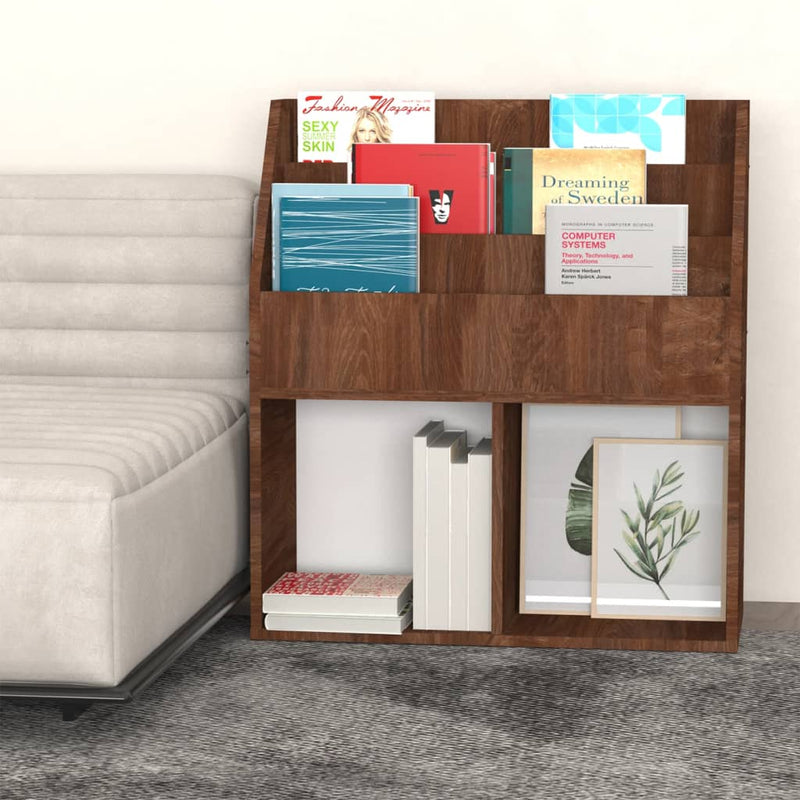 vidaXL barna tölgyszínű szerelt fa újságtartó gyerekeknek 71x30x78,5cm
