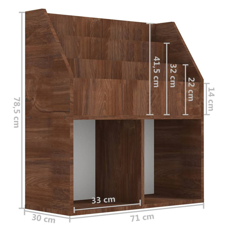 vidaXL barna tölgyszínű szerelt fa újságtartó gyerekeknek 71x30x78,5cm