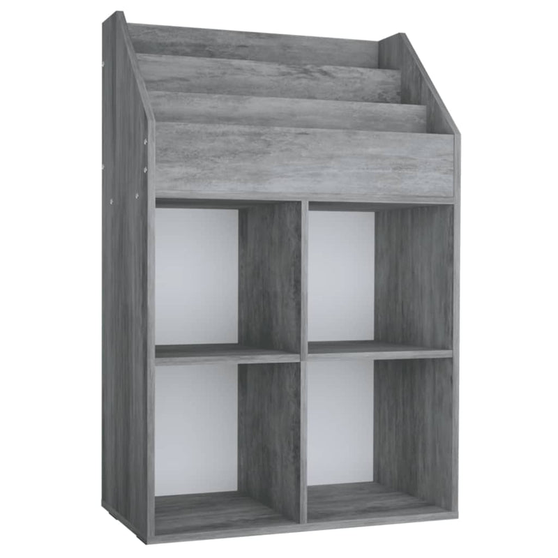 vidaXL betonszürke szerelt fa gyerek újságtartó 71 x 30 x 114 cm