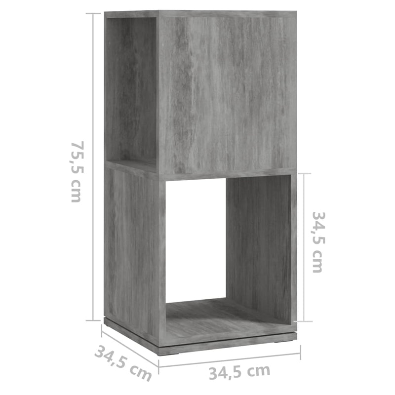 vidaXL betonszürke szerelt fa forgószekrény 34,5x34,5x75,5 cm