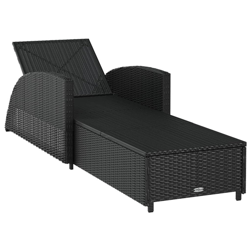 vidaXL fekete polyrattan napozóágy krémfehér párnával