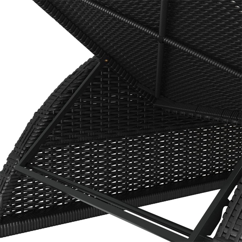 vidaXL fekete polyrattan napozóágy krémfehér párnával