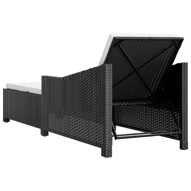 vidaXL fekete polyrattan napozóágy krémfehér párnával