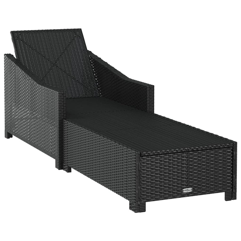 vidaXL fekete polyrattan napozóágy krémfehér párnával
